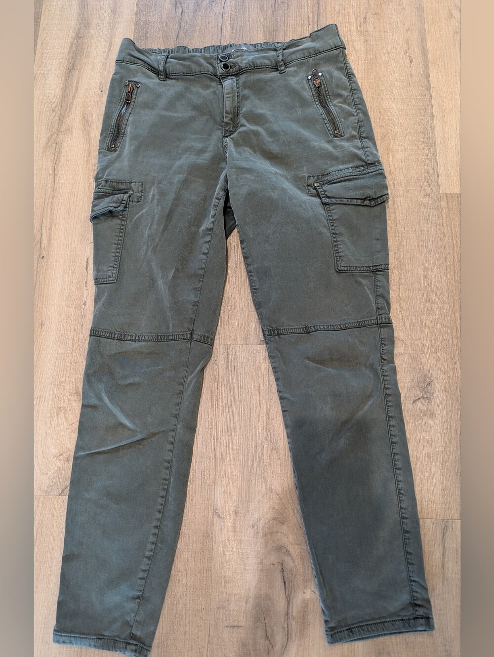Mos Mosh Olive Green Cargo Pants Utility Style Lyocell/Cotton Blend - Picture 2 of 9